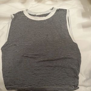 Garage halter neck, black and white stripe, tank top; size XS